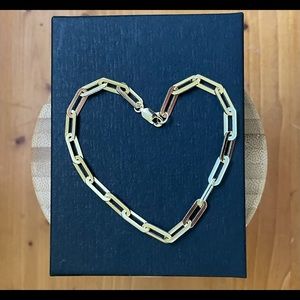 Paperclip Bracelet 14k Gold Plated/925 SS/7 inch